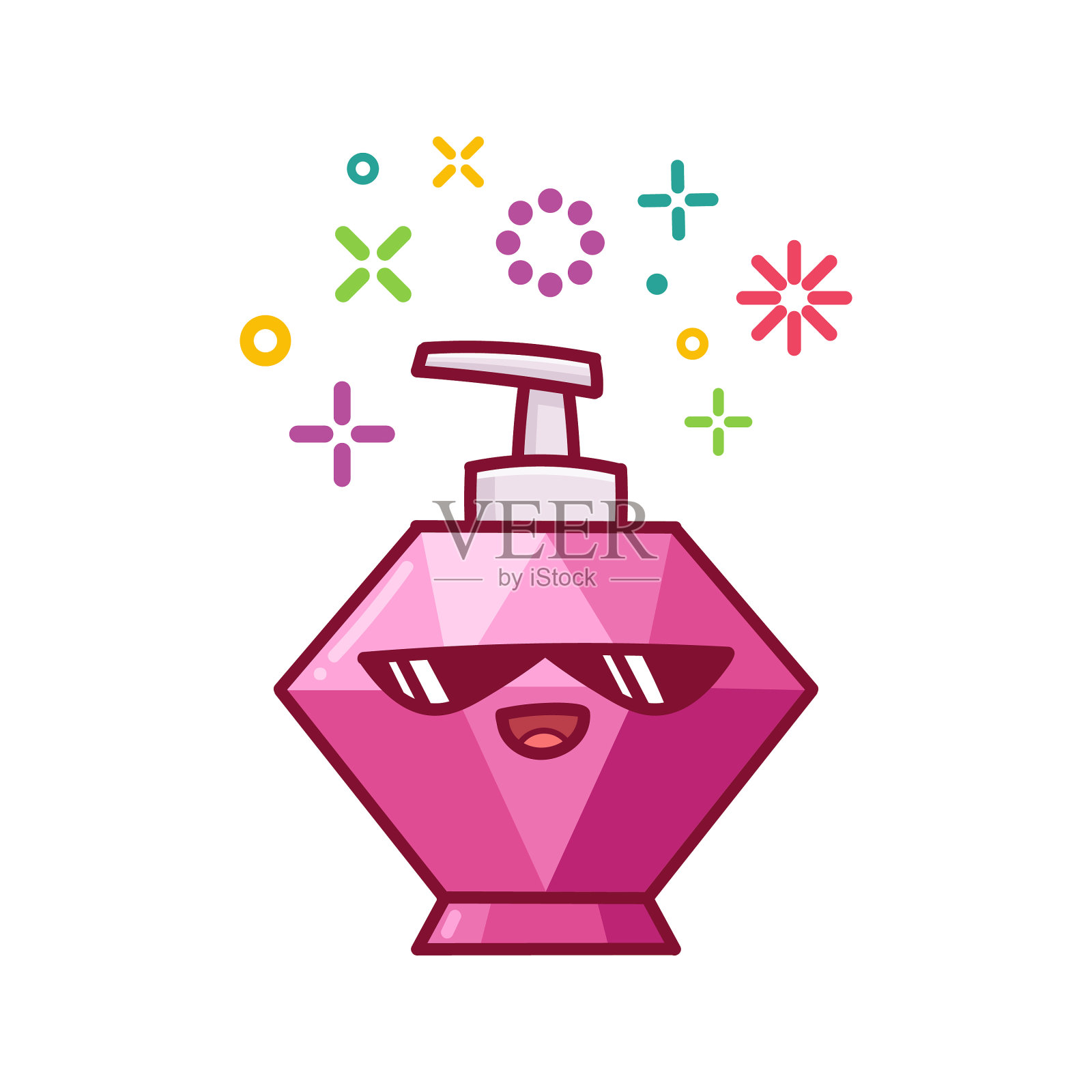 卡哇伊微笑香皂瓶卡通插画图片素材