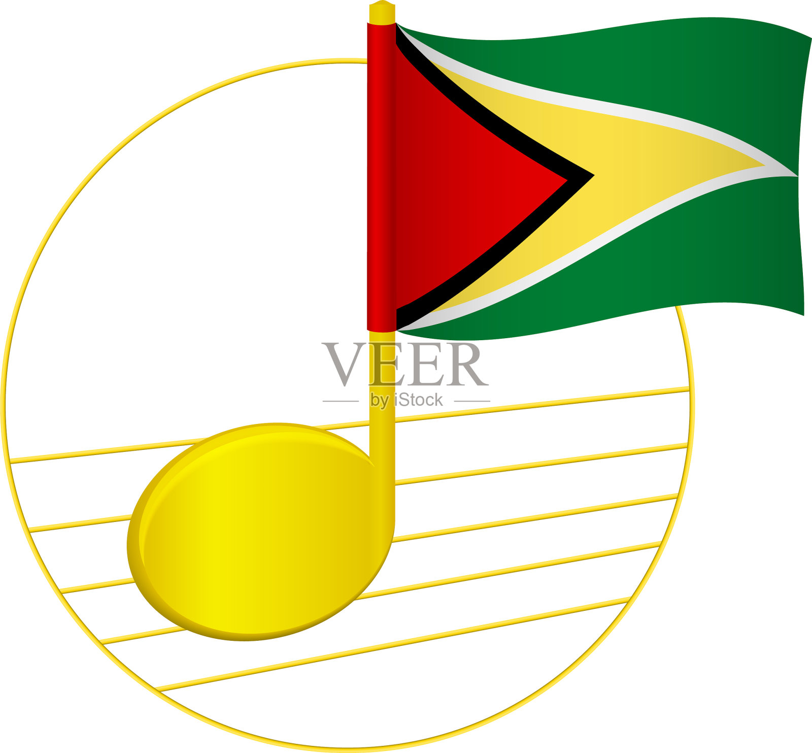 圭亚那旗和音符插画图片素材