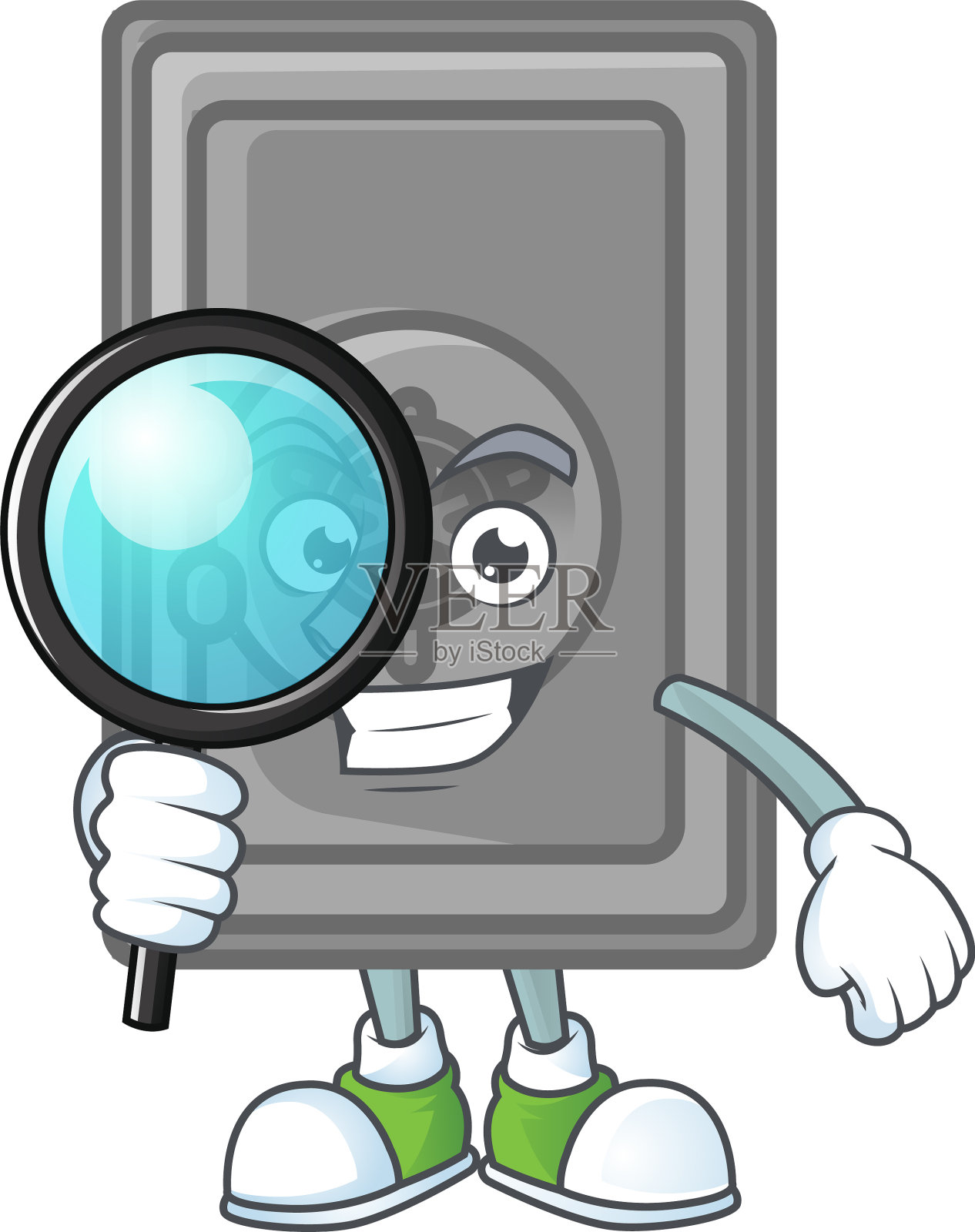 一个著名的闭眼保安盒侦探插画图片素材