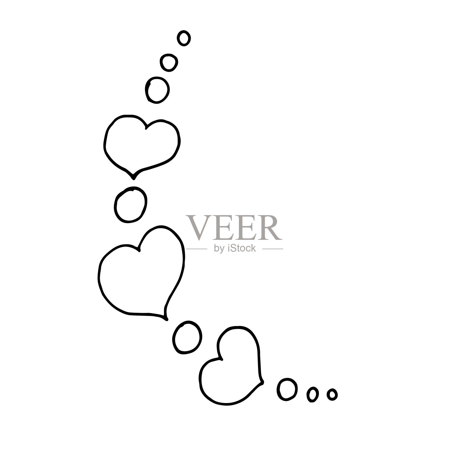 手绘书法心孤立上白插画图片素材