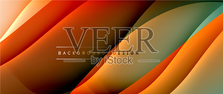 流体梯度波与阴影线和发光插画图片素材