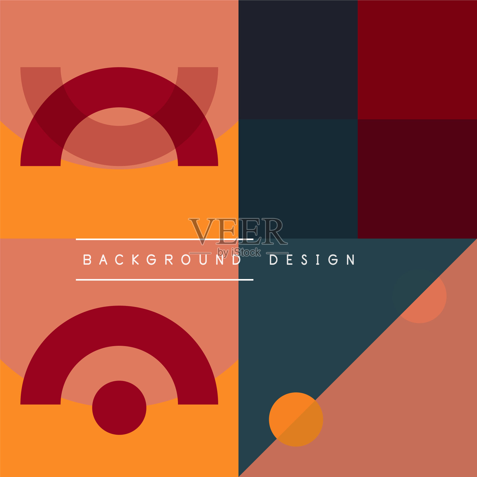 带有圆形的新孟菲斯几何图案插画图片素材