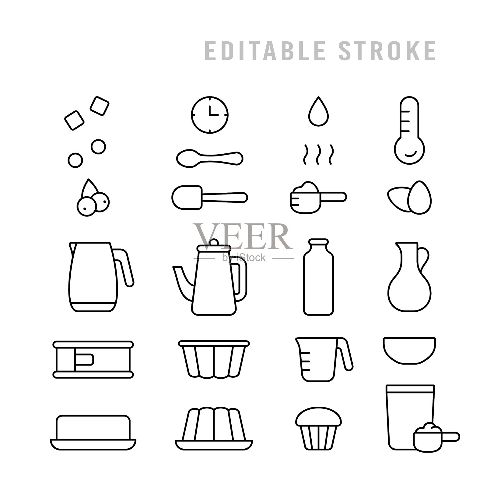 蛋糕混合图标设置包装烹饪食谱图标素材