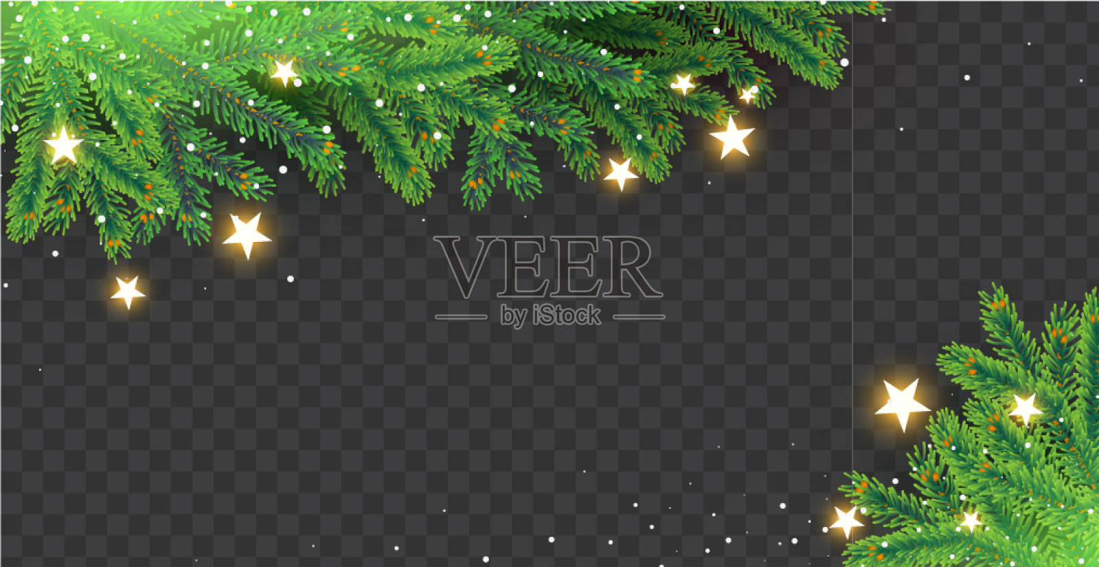 圣诞情调冷杉树的树枝和星星插画图片素材