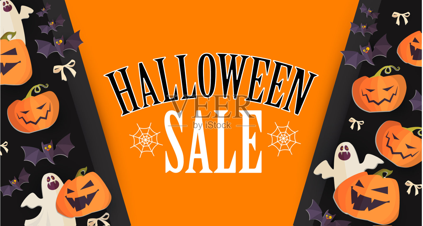 带微笑的万圣节促销设计模板设计元素图片