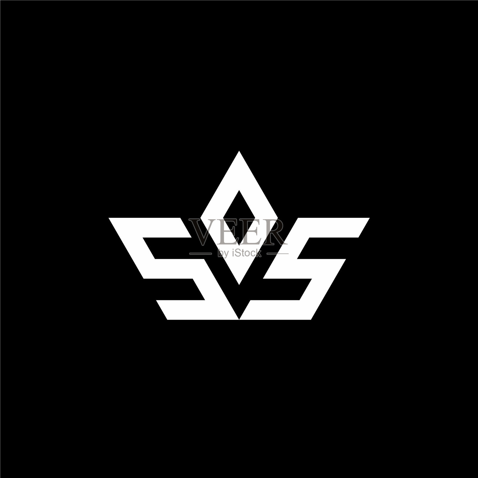 Ss标志与皇冠形状的豪华风格插画图片素材