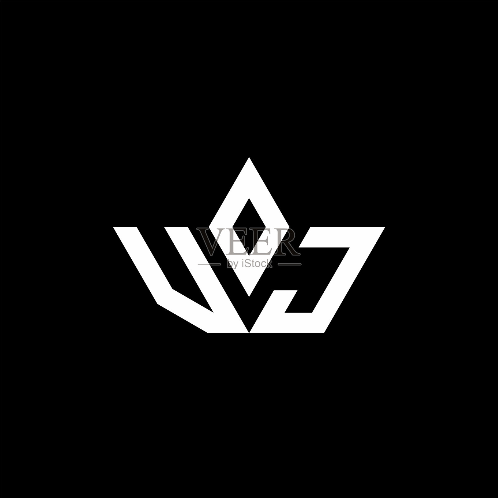 Vj标志与皇冠形状的豪华风格插画图片素材