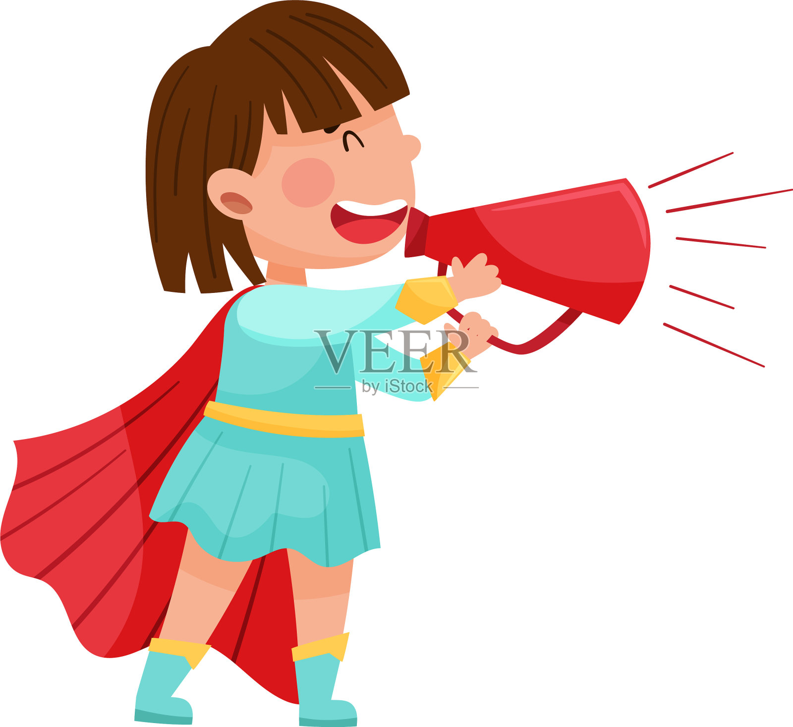 穿着奇装异服的小女孩插画图片素材