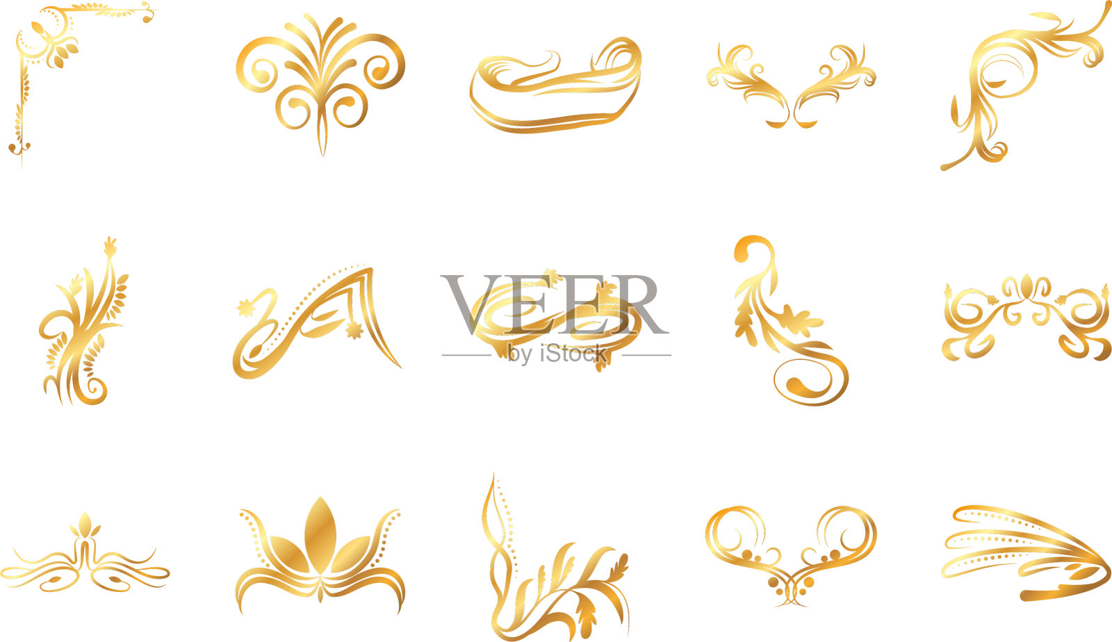 设置典雅的金花饰品图标素材