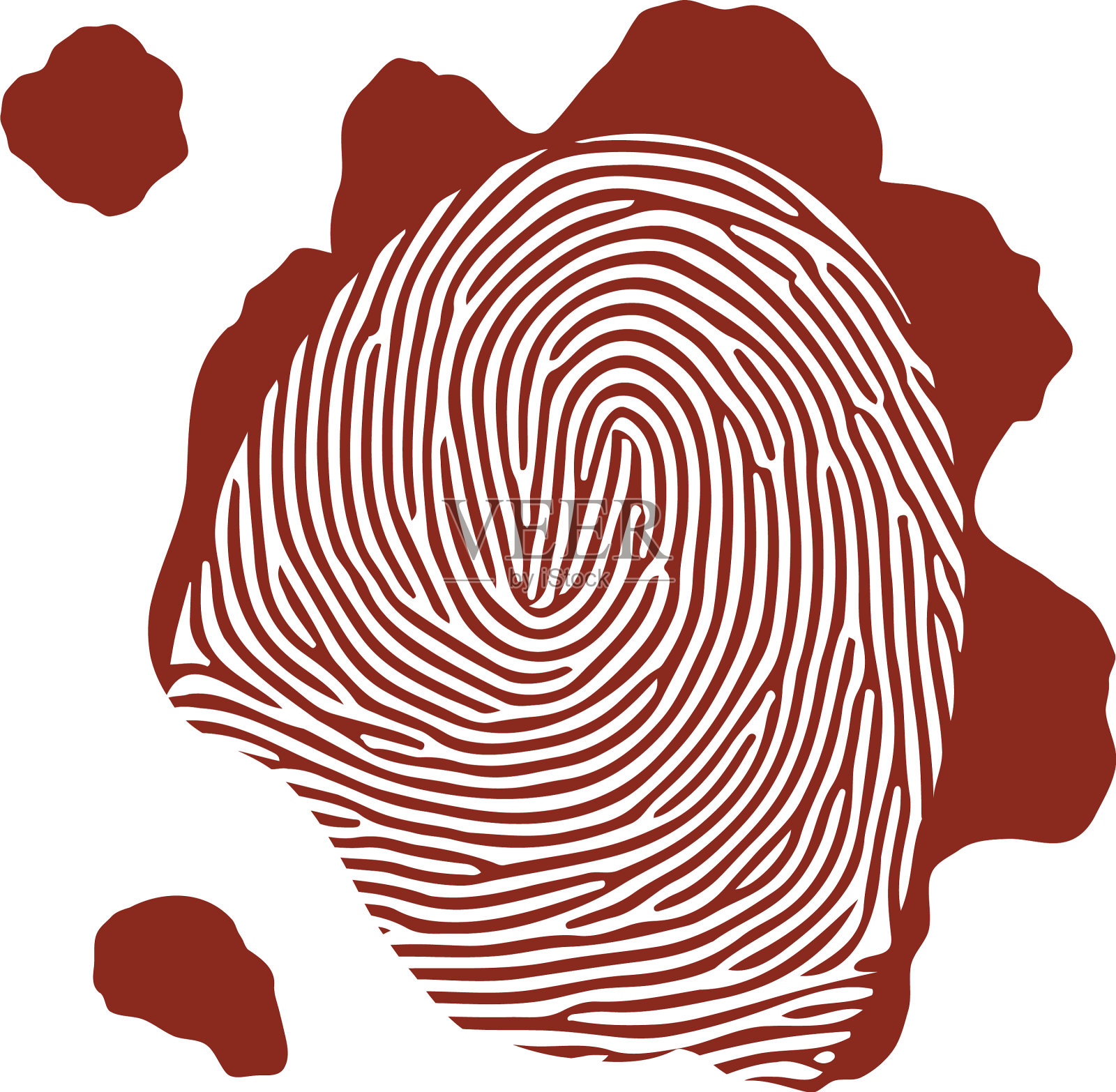 白色背景上分离的血液指纹设计元素图片