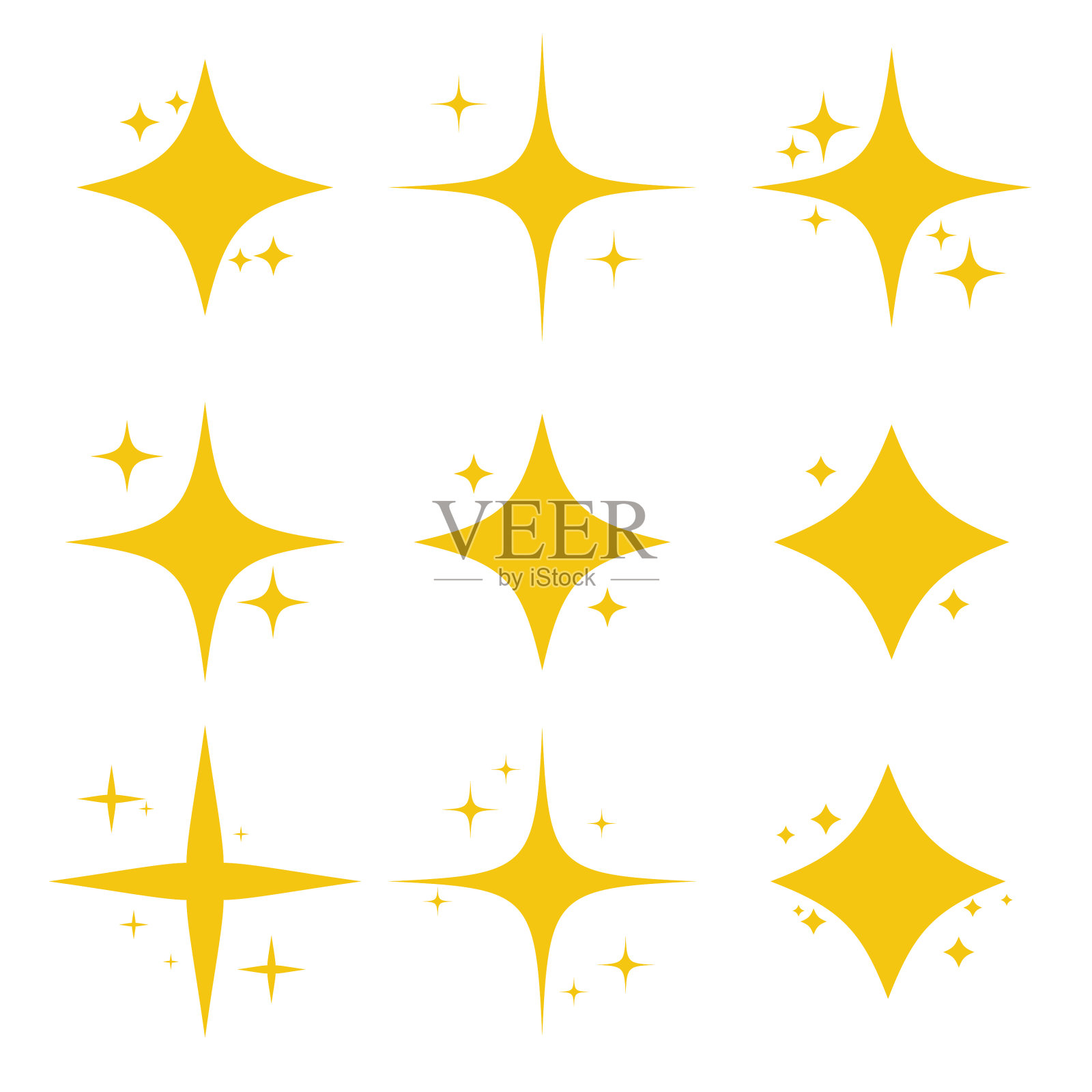 黄色设置原来明亮的星星闪烁图标图标素材