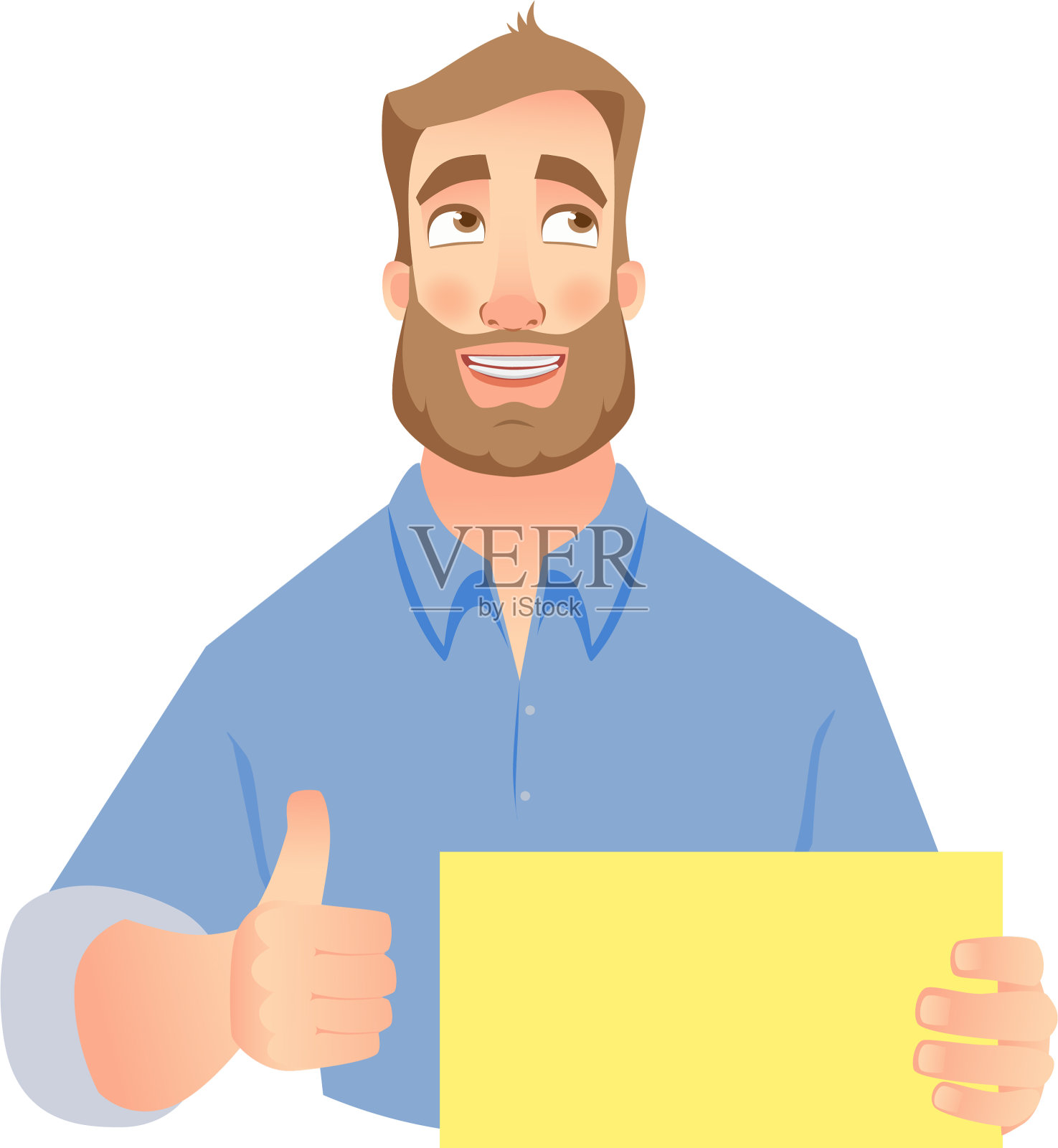 手持空白标志的男子插画图片素材