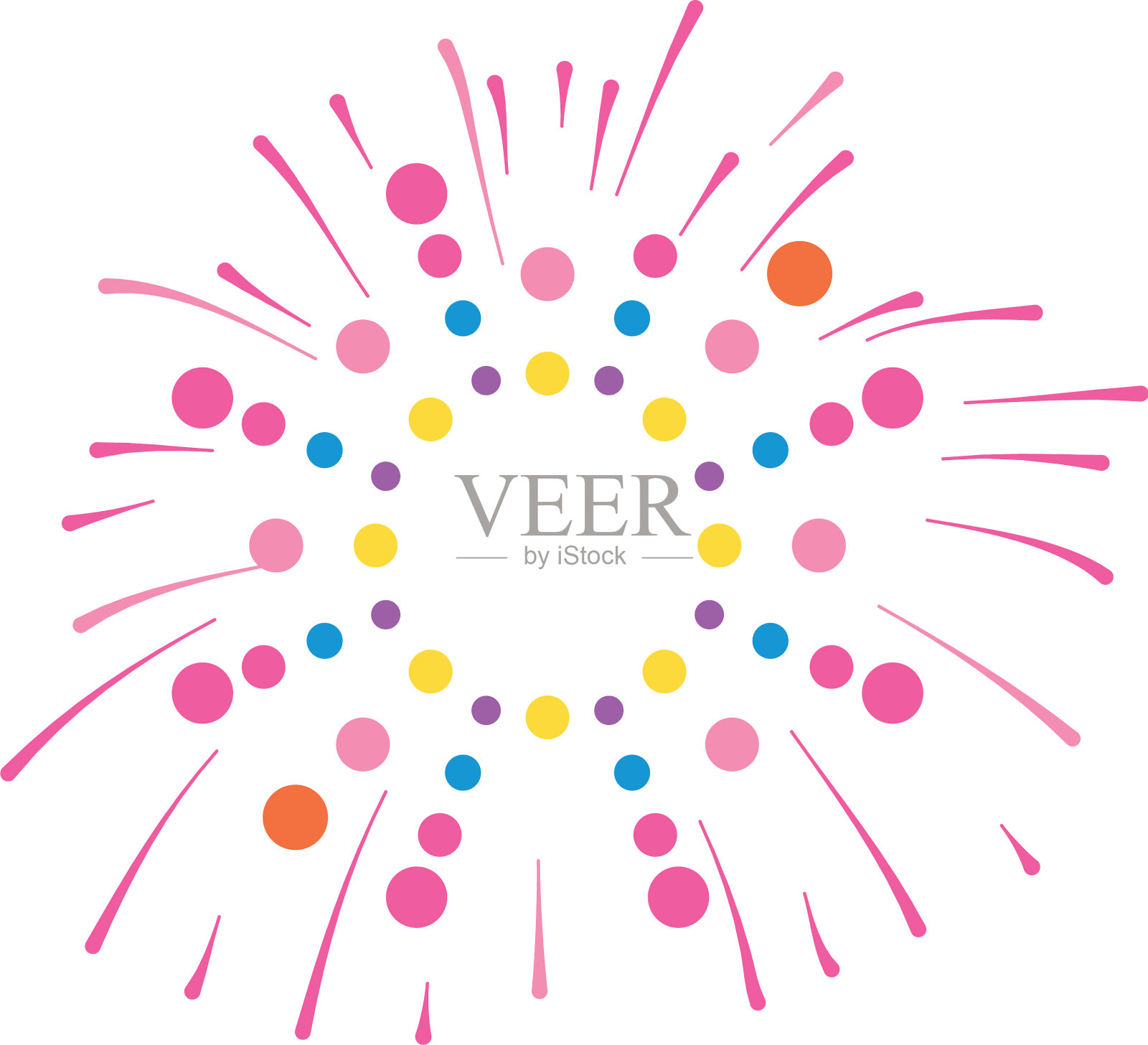 圆形和条纹烟花爆炸平风格插画图片素材