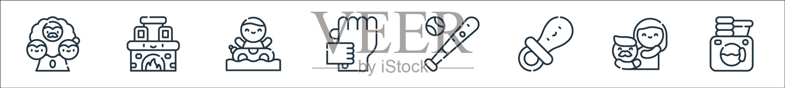 家庭生活线图标线性设置质量线图标素材