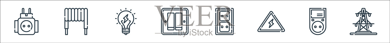 电工工具和线条图标线性集合图标素材