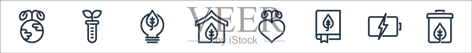 生态线图标线性集质量线集图标素材