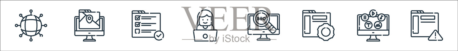 Web开发线图标线性集的质量图标素材