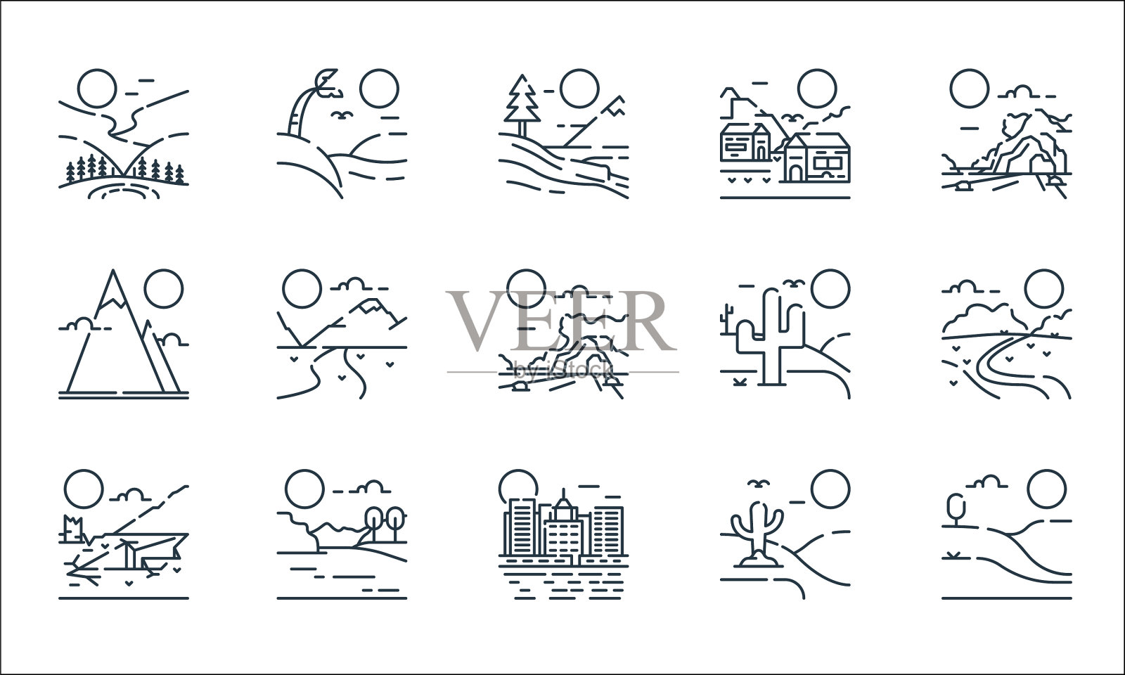 景观线图标线性集质量线集图标素材