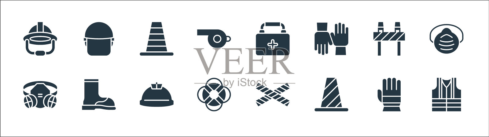 平面救援和保护线图标线性设置图标素材