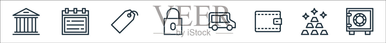 银行和金融线图标线性集质量图标素材