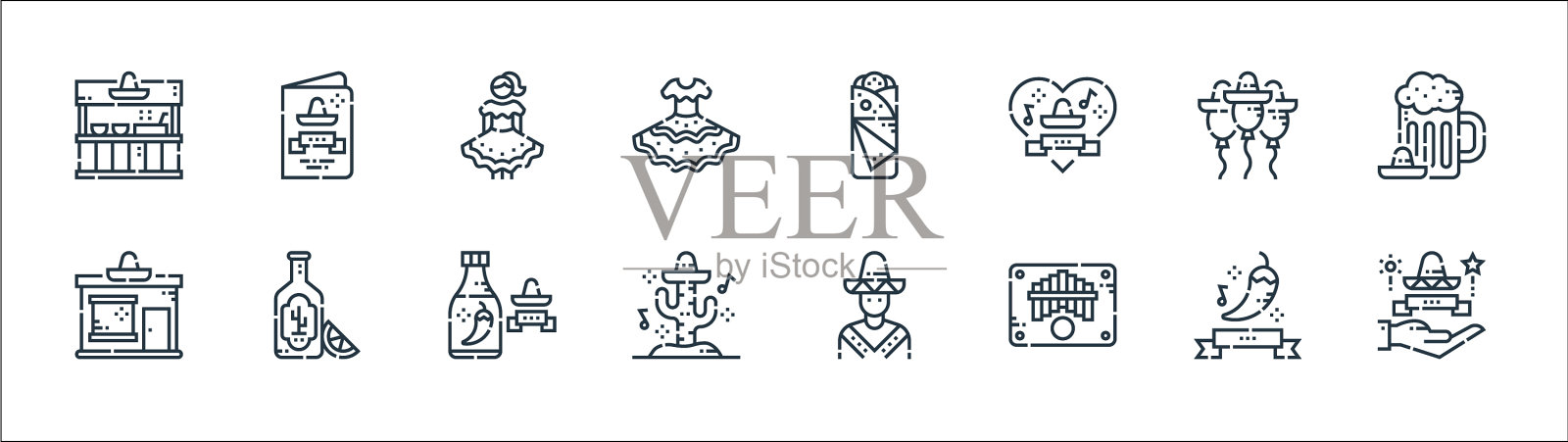 五月节线图标线性设置质量线图标素材