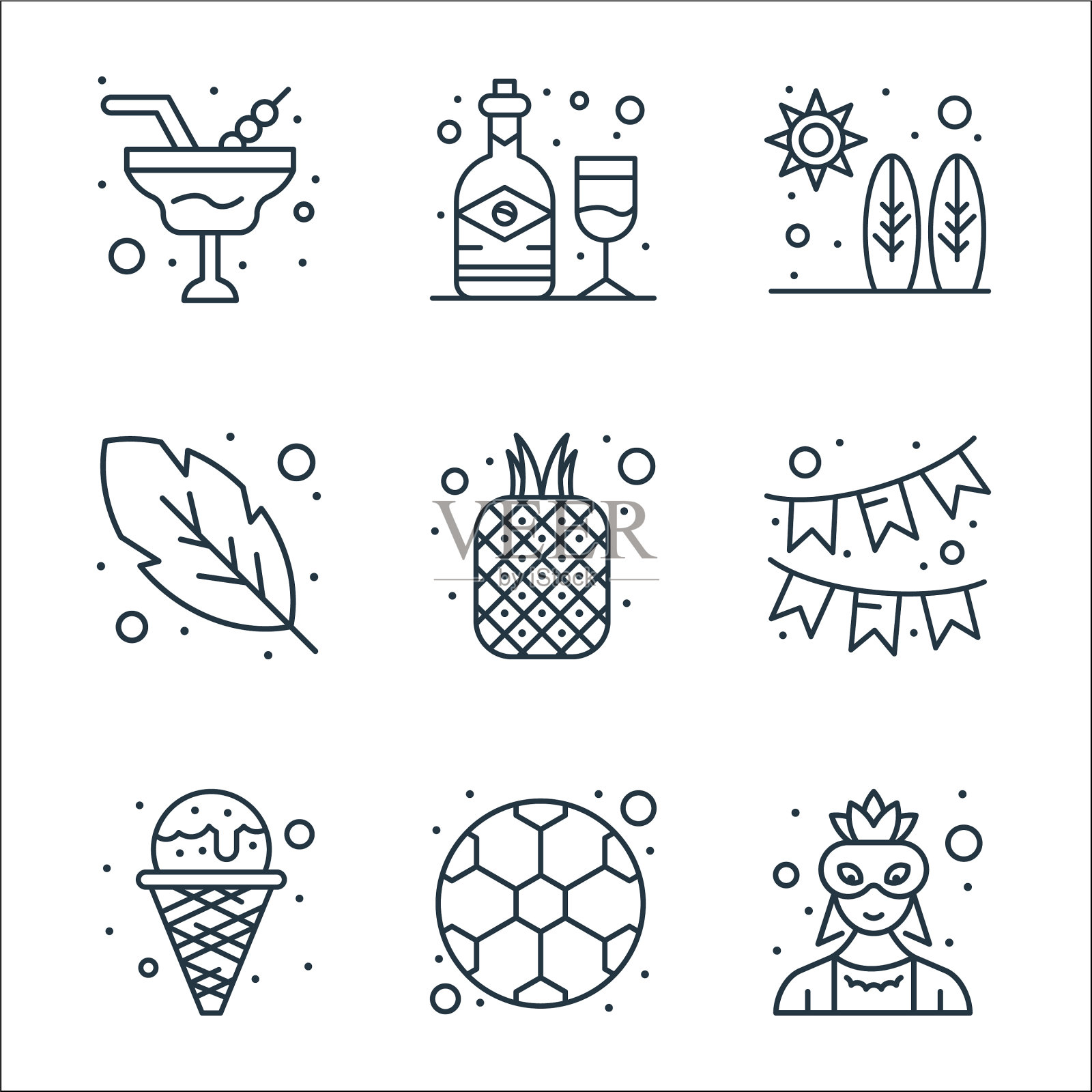 巴西嘉年华线图标线性集质量图标素材