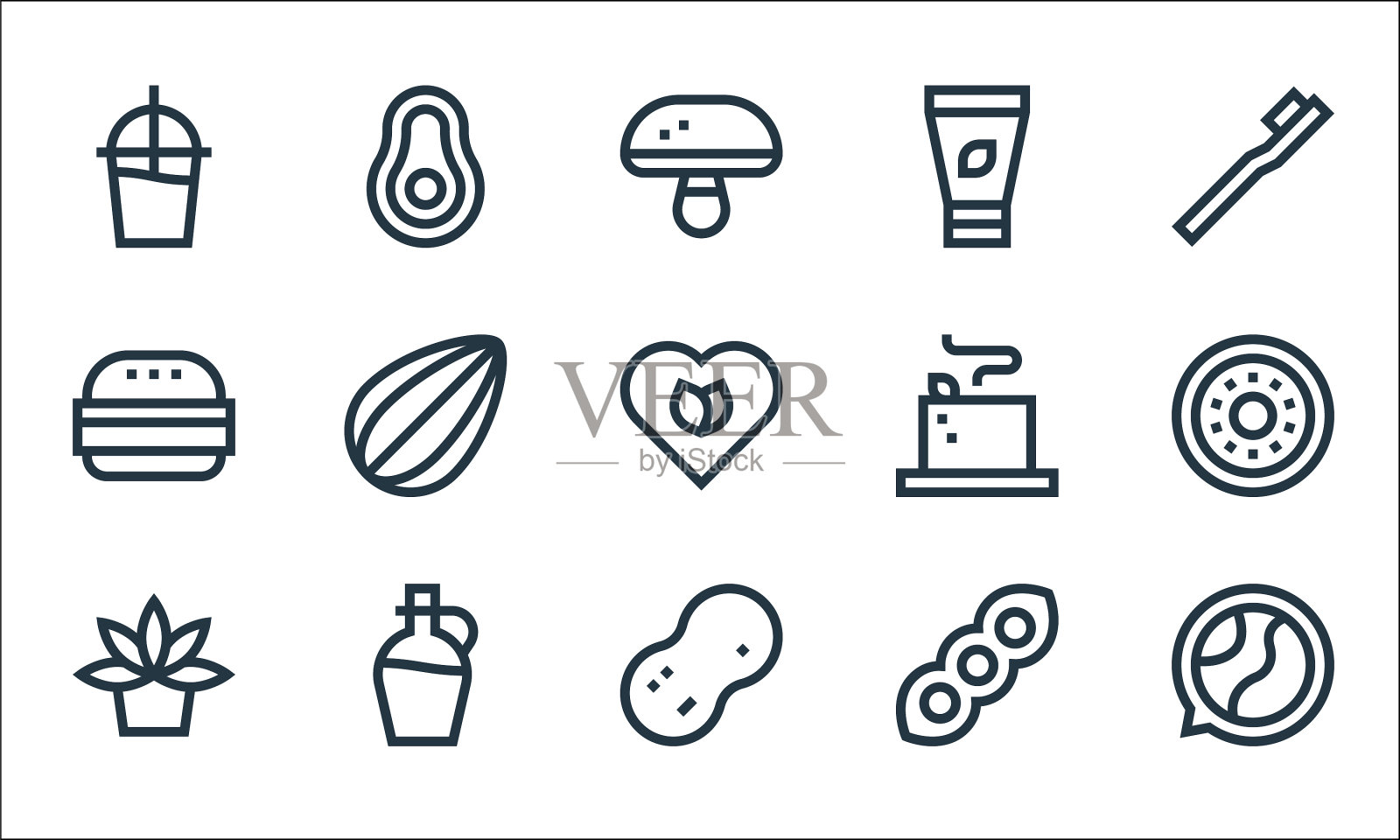 素食线图标线性集质量线集等图标素材