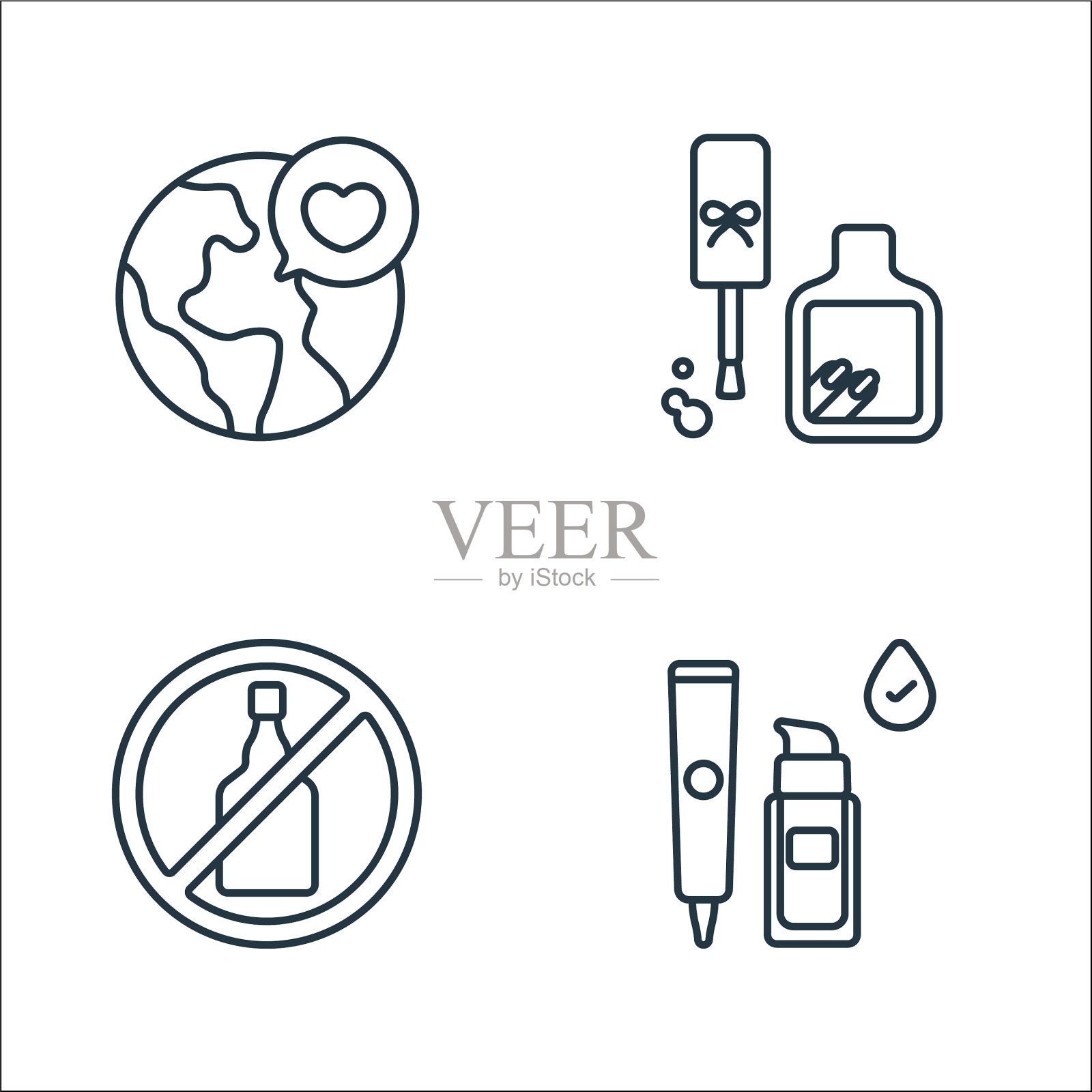 美容化妆品系列图标线性设置质量图标素材