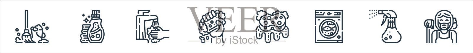 清洁线图标线性集质量线集图标素材