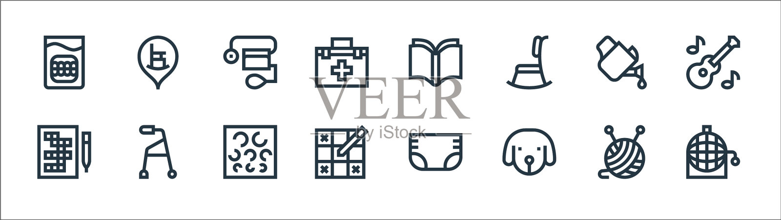 退休家居线图标线性设置质量图标素材