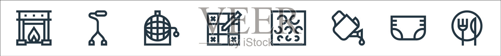 退休家居线图标线性设置质量图标素材