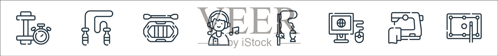 自由时间线图标线性集质量线集图标素材