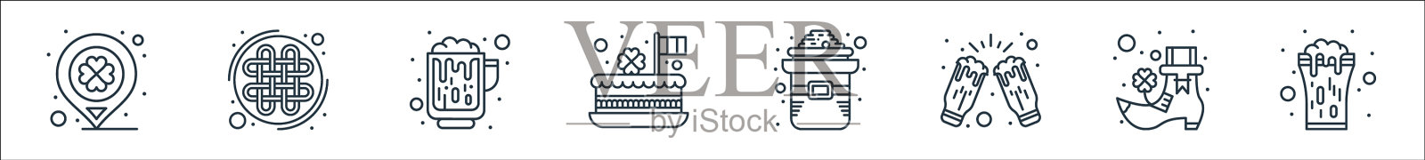 圣帕特里克线图标线性设置质量线图标素材