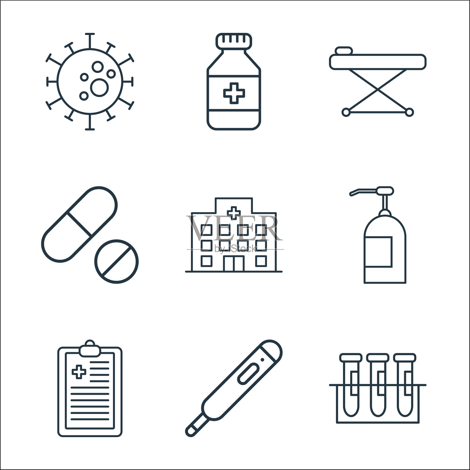 病毒线图标、线性集、质量线集等图标素材