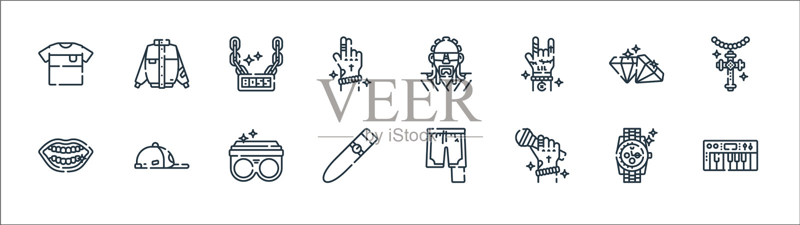 嘻哈线图标线性集质量线集图标素材