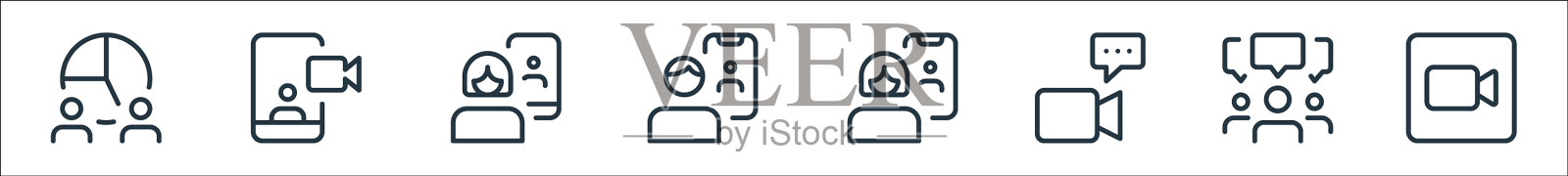 工作办公室和会议线图标线性集图标素材