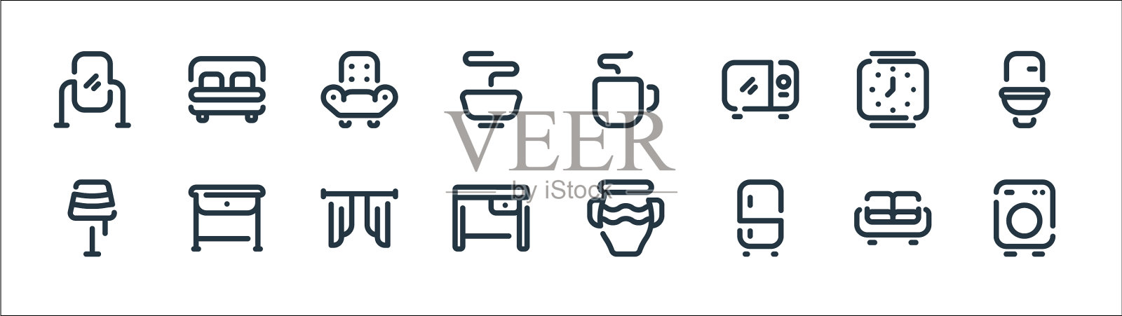 家具线图标线性集质量线集图标素材
