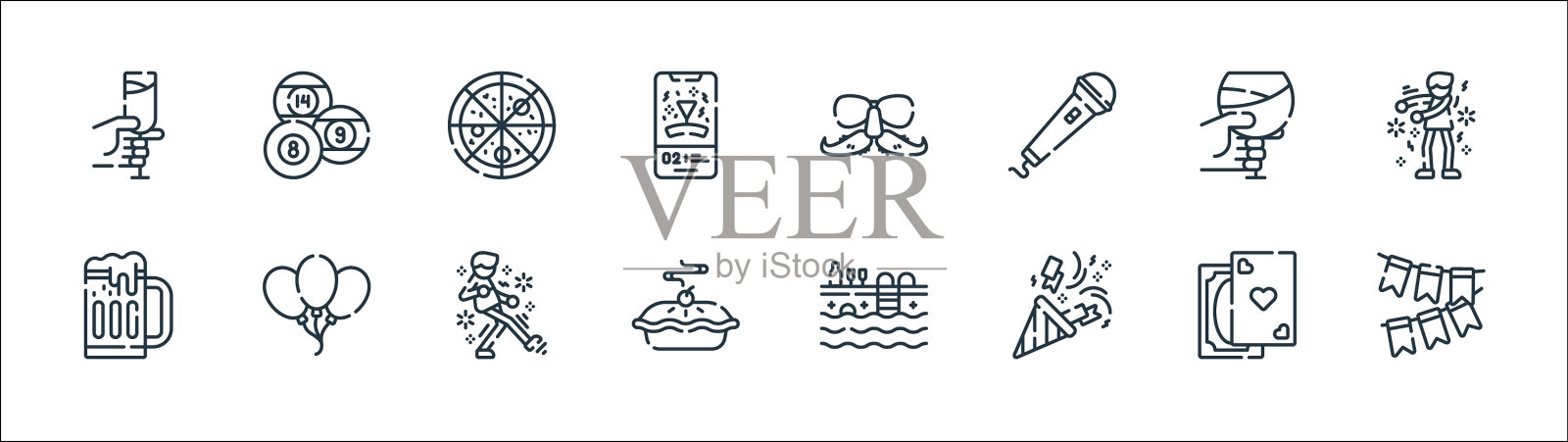 庆祝线图标线性设置质量线图标素材