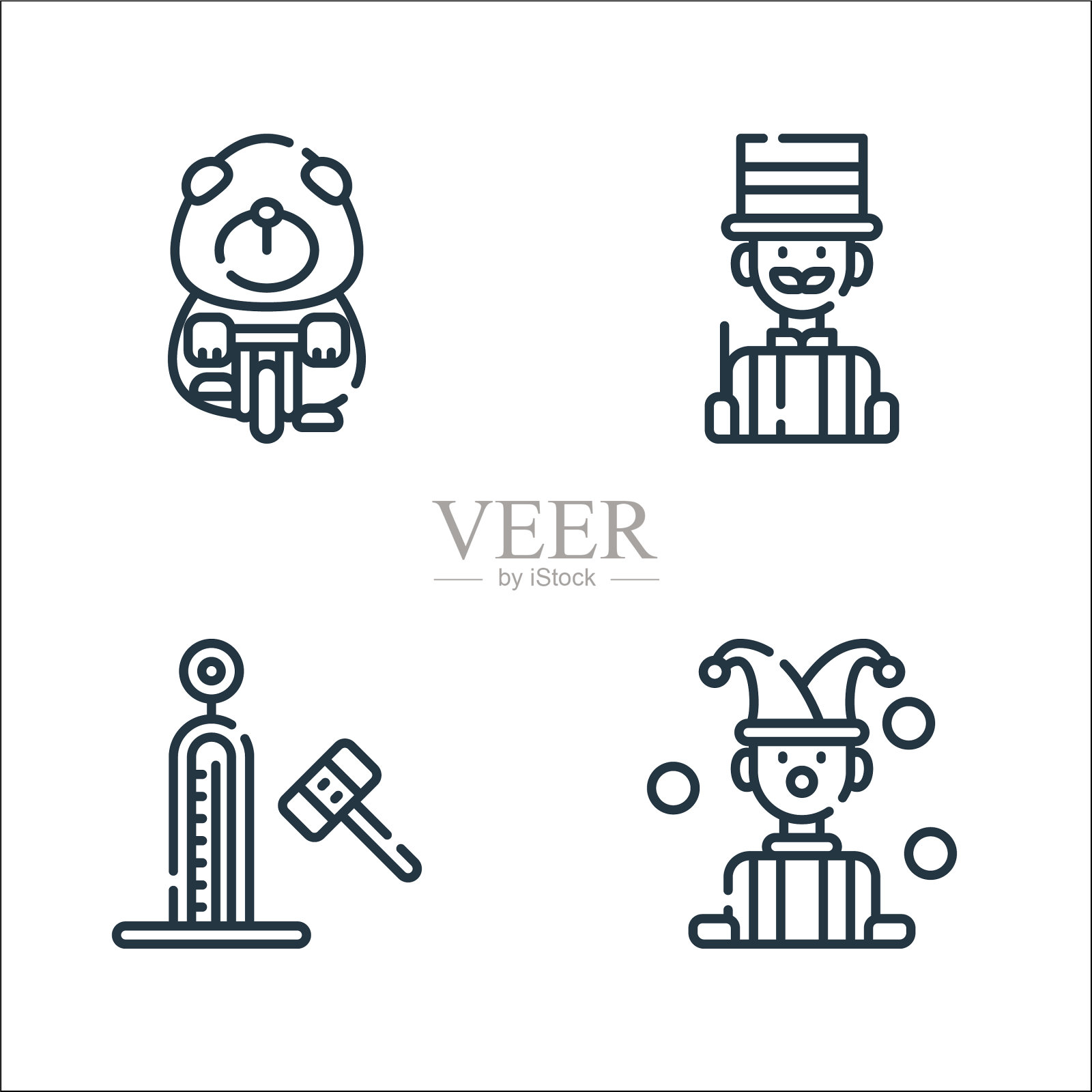 马戏团线图标线性集质量线集图标素材