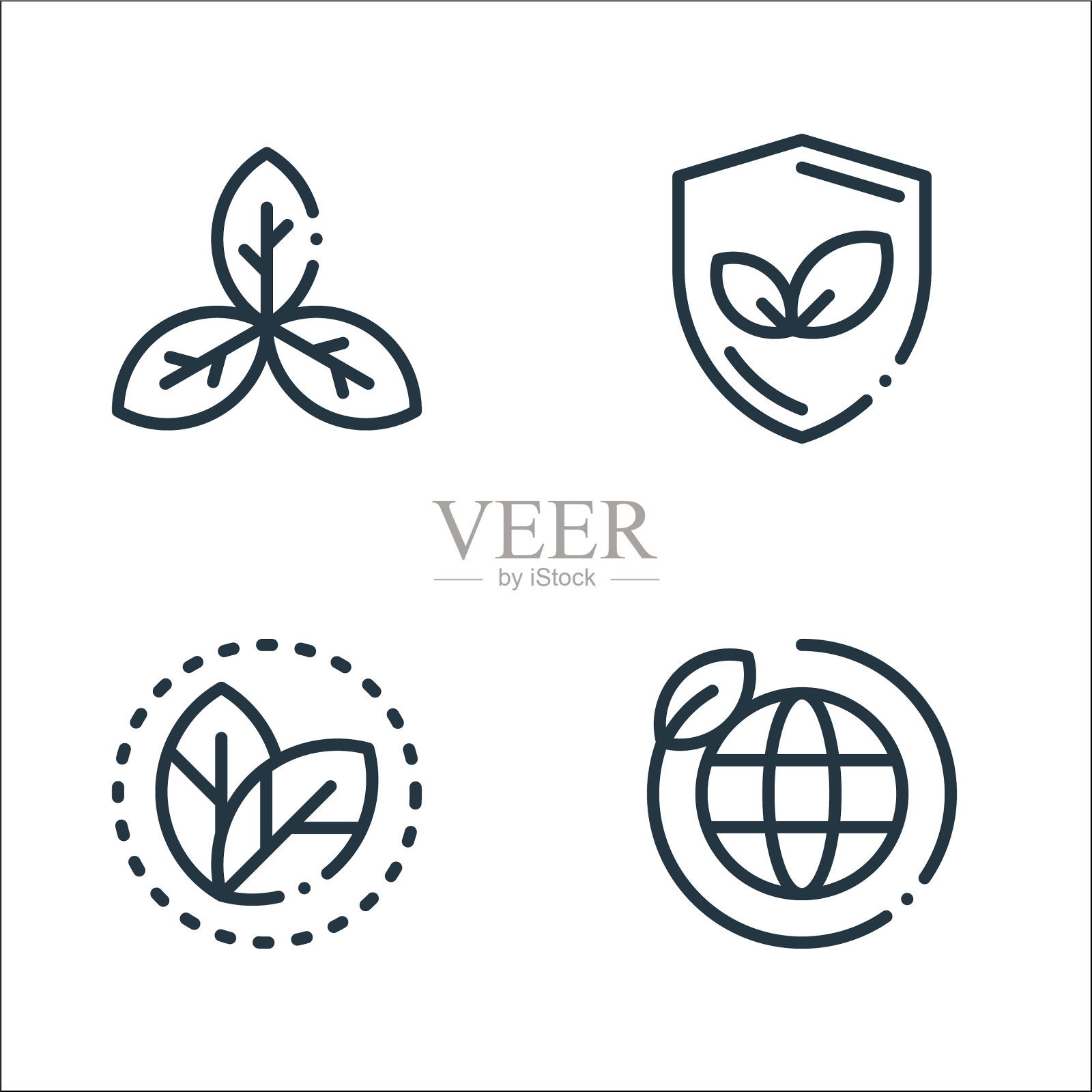 生态线图标线性集质量线集图标素材