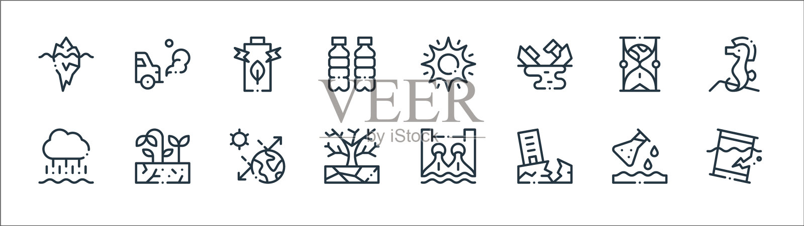 气候变化线图标线性设置质量线图标素材