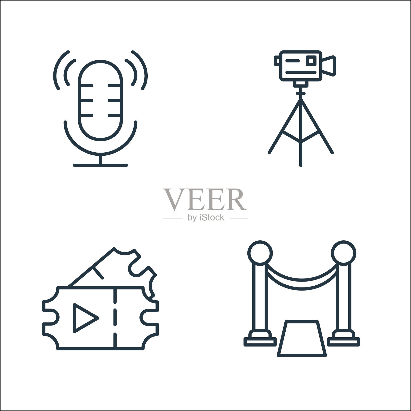 电影线图标线性集质量线集图标素材