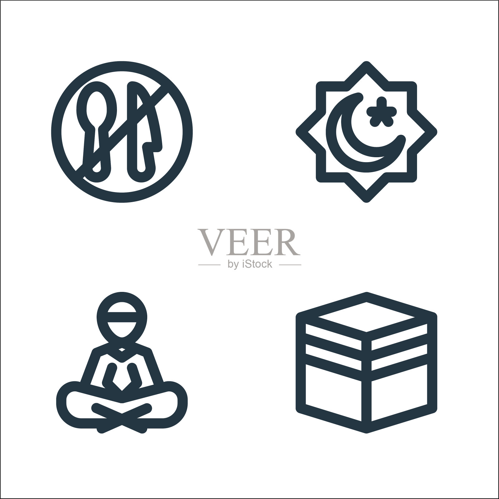 斋月线图标线性集质量线集图标素材