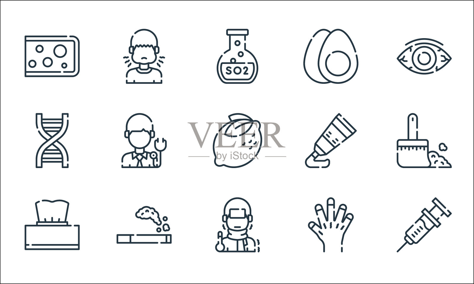 过敏线图标线性集质量线集图标素材