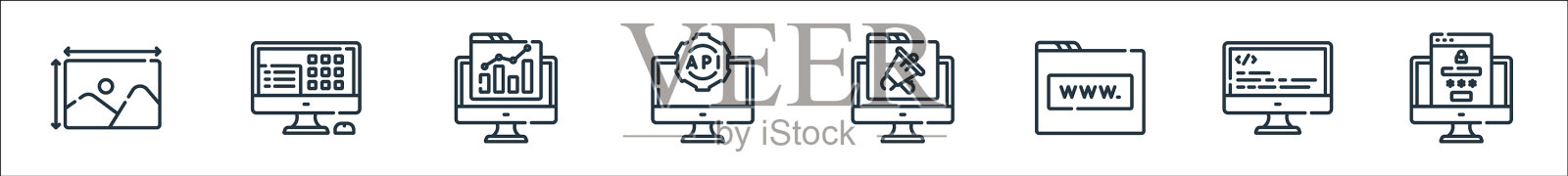 Web开发线图标线性集的质量图标素材