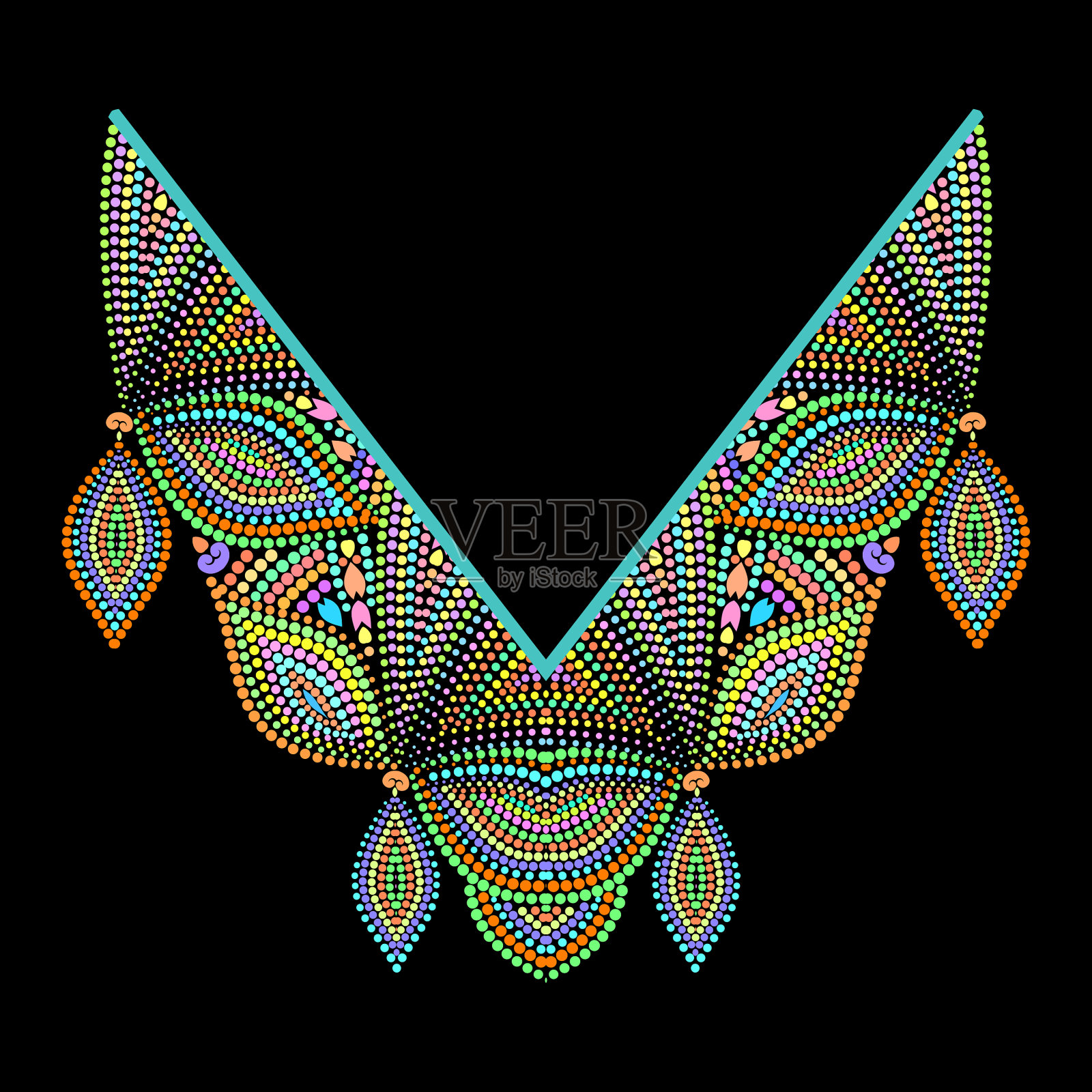 领口民族设计-珠子插画图片素材