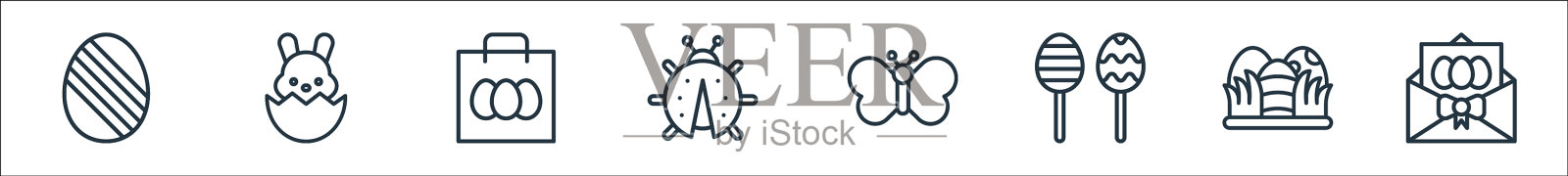 复活节线图标线性集质量线集图标素材