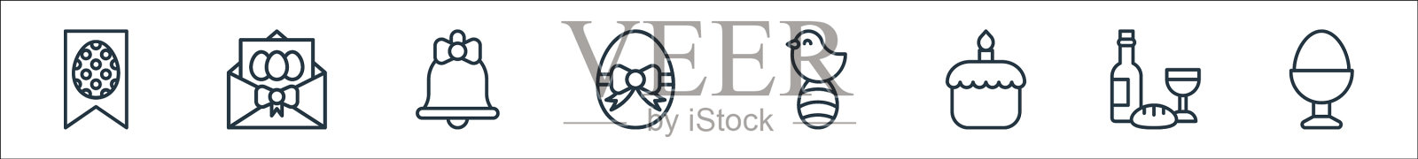 复活节线图标线性集质量线集图标素材