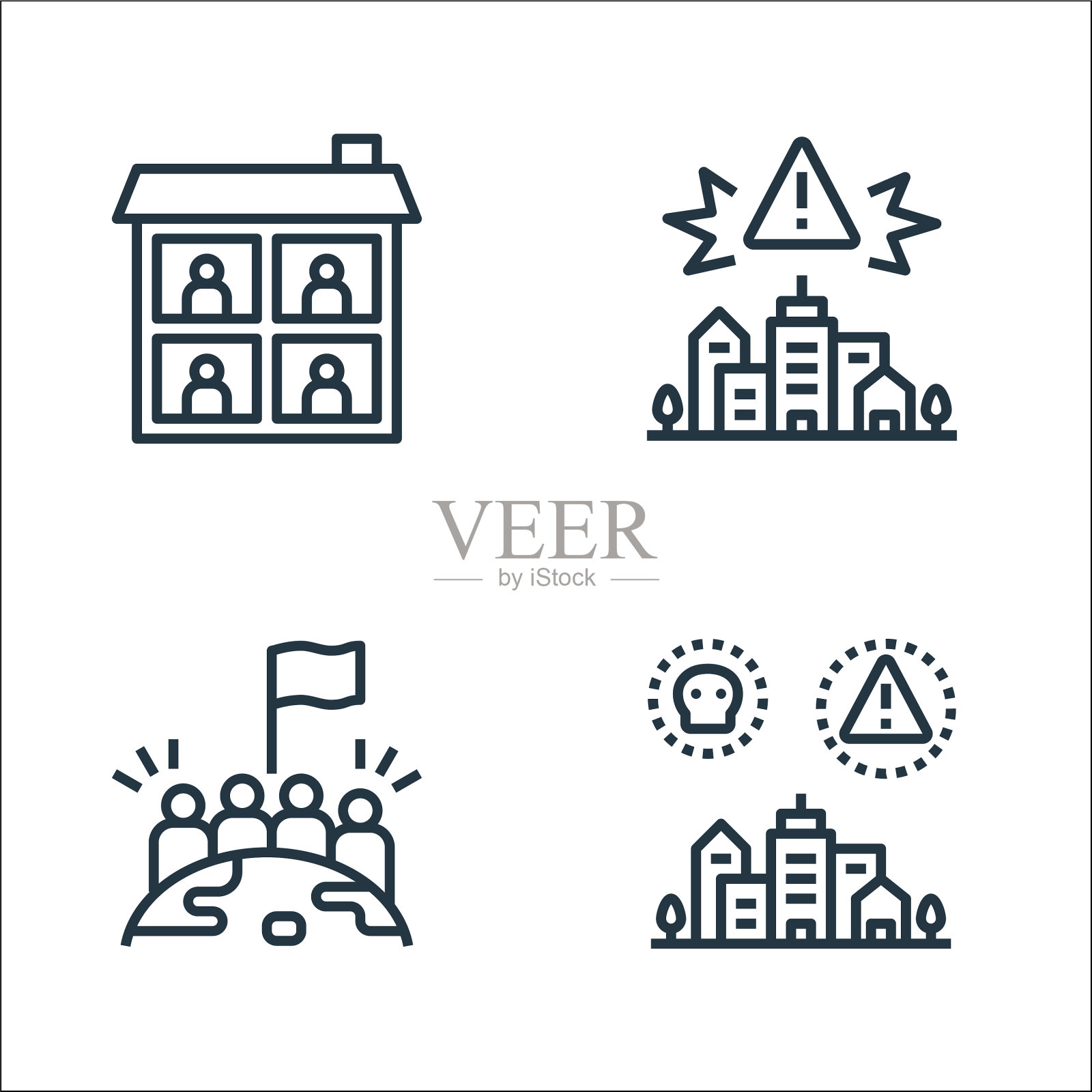 锁定线图标线性集质量线集图标素材