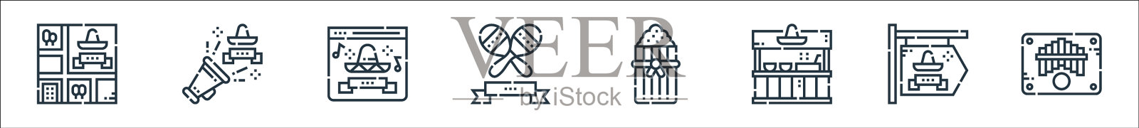 五月节线图标线性设置质量线图标素材